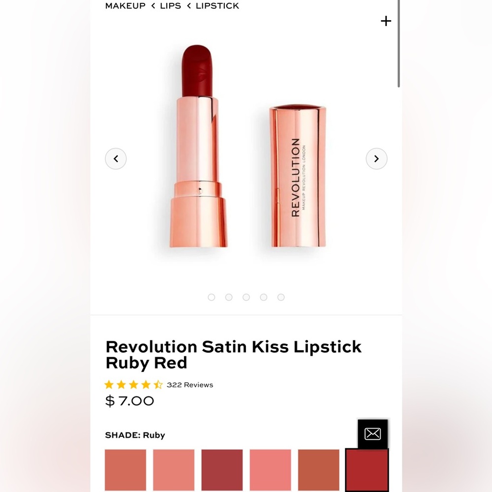 Revolution Satin Kiss‎ Lipstick Ruby Red - Picture 2 of 9